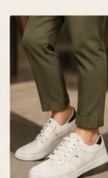 Günlük pantolon ve beyaz sneaker